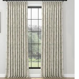 NWOT White with Green floral print curtains.